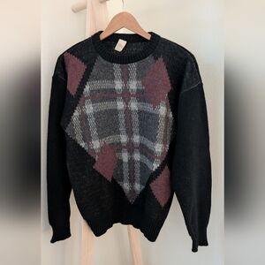 Vintage 80s 90s Geometric Eclectic Grandpa Sweater, Sz M